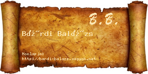 Bárdi Balázs névjegykártya